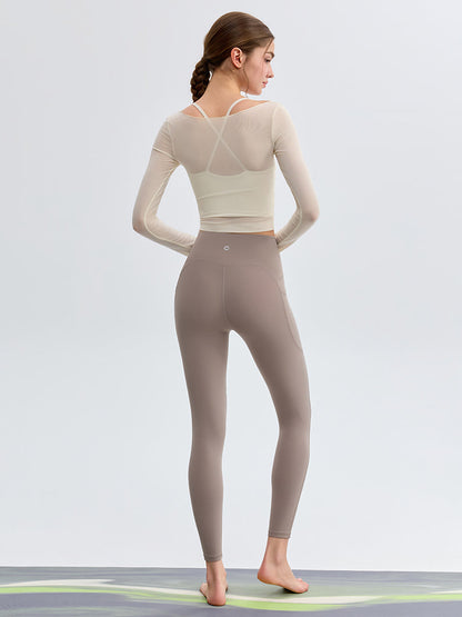 N66LYCRA®素材 美尻 マルチポケット付き 9分丈 レギンス